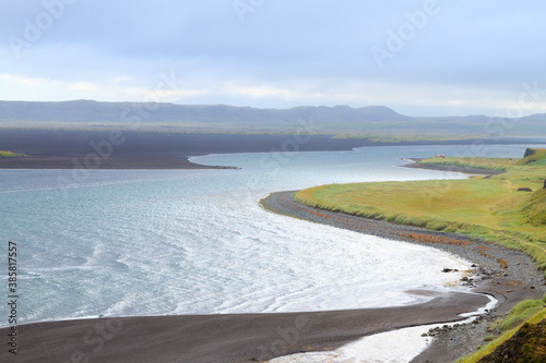 Hvitserkur sea stack, Iceland. Black sand beach
