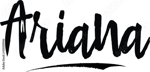 Ariana-Female name Modern Brush Calligraphy on White Background photo