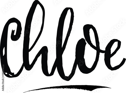  Chloe-Female name Modern Brush Calligraphy on White Background photo