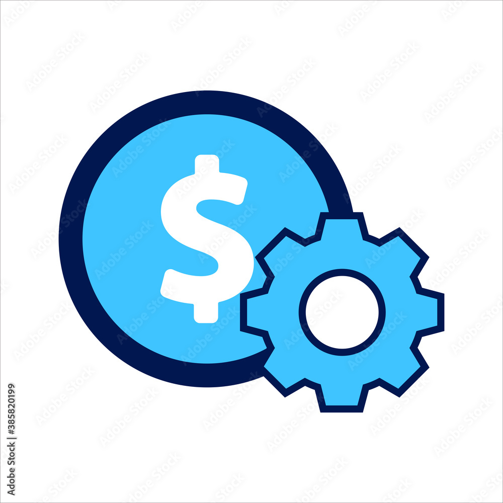 setting icon. setting with money symbol. Concept of financial adjustment. Vector illustration, vector icon concept. setting icon. setting with money symbol. Concept of financial adjustment. Vector illustration, vector icon concept.