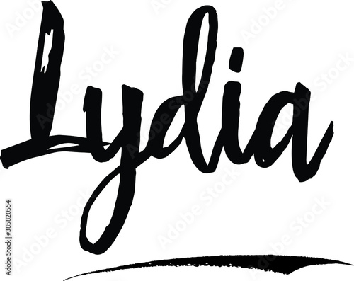 Lydia-Female name Modern Brush Calligraphy on White Background
