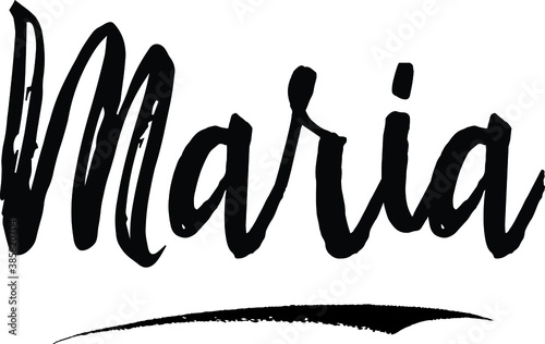 Maria-Female name Modern Brush Calligraphy on White Background