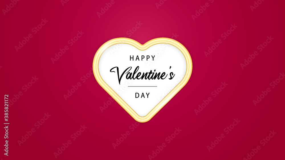 Happy valentine vector background with gold heart symbol and text in calligraphy