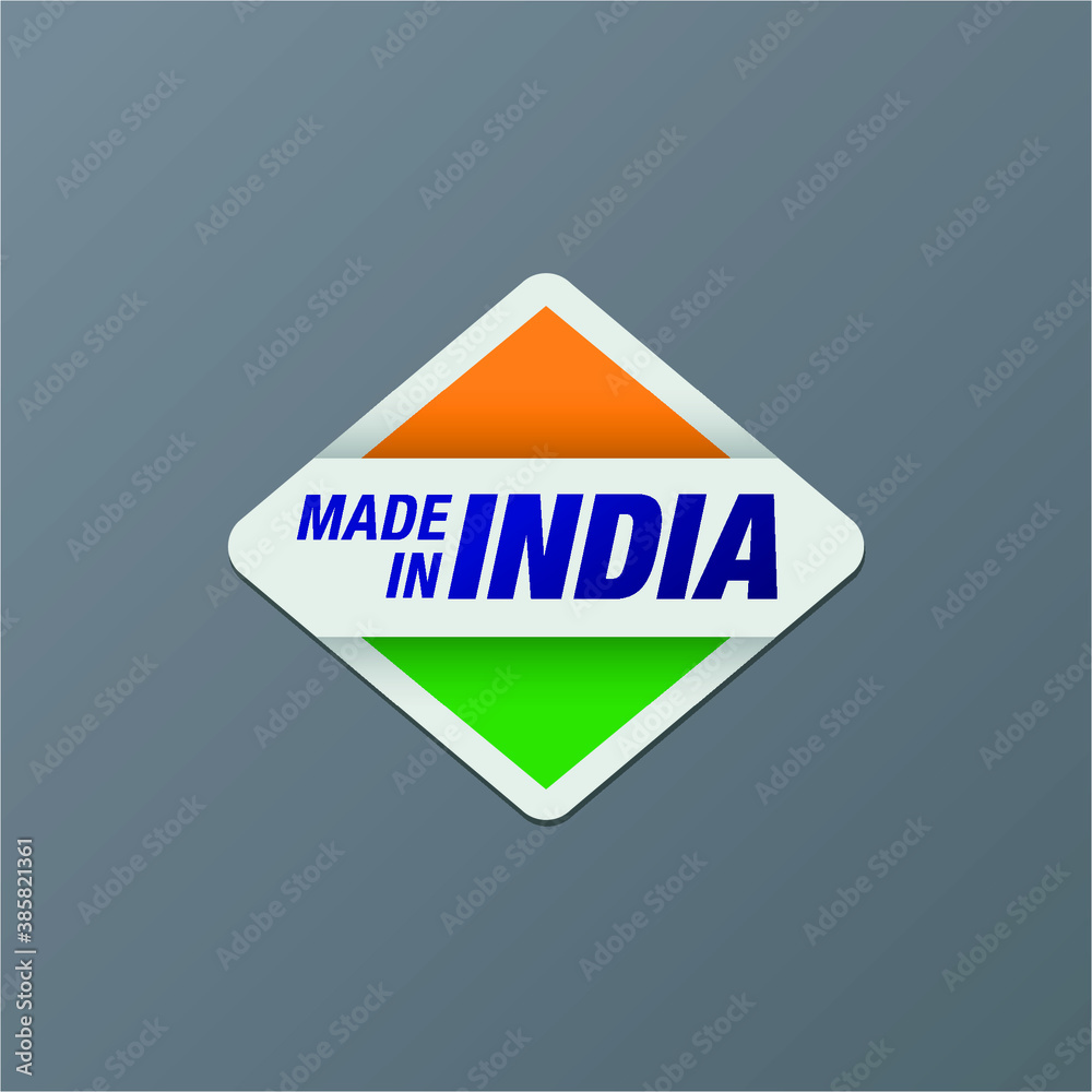 'Made In India' seal or plaque on gray background. Editable vector design. 'Made In India' seal or plaque on gray background. Editable vector design.