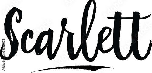 Scarlett-Female name Modern Brush Calligraphy on White Background