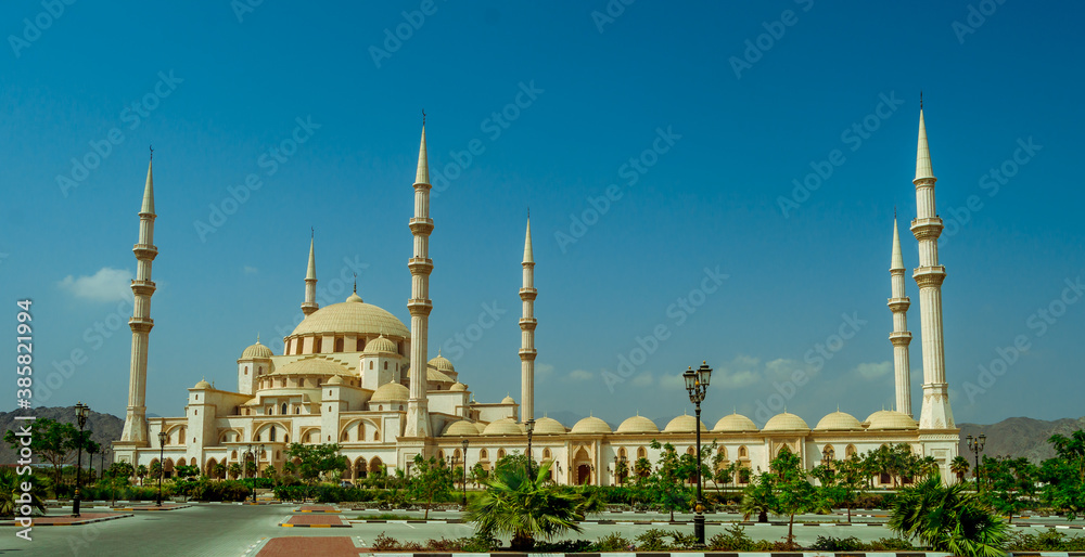 Grand Mosque UAE with Clear Blue Sky