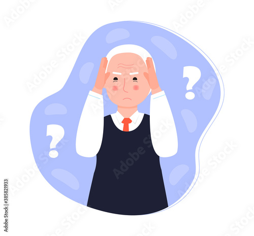 Alzheimer old human, neurology health care, Parkinson or dementia metaphor are shown. International Day of Older Persons