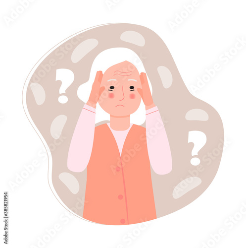 Alzheimer old human, neurology health care, Parkinson or dementia metaphor are shown. International Day of Older Persons