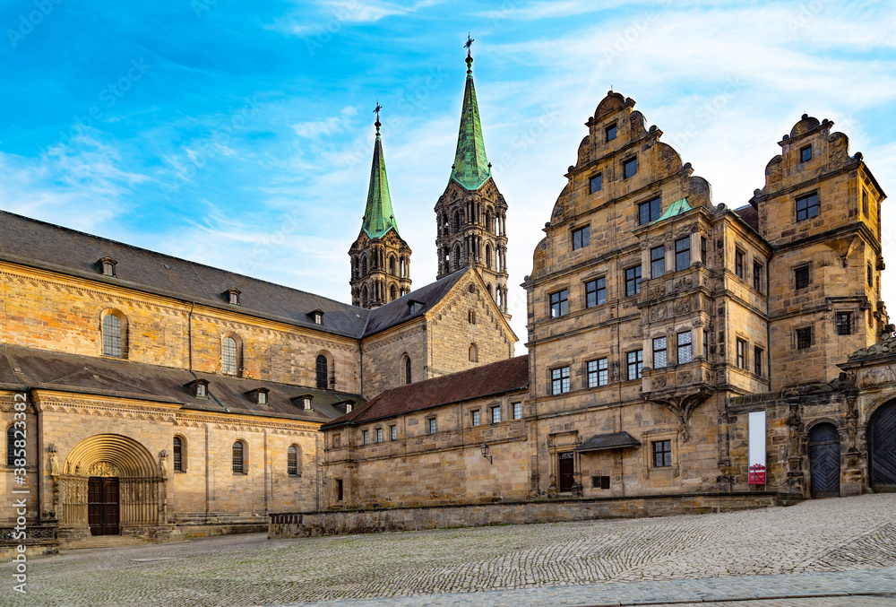 Bamberg Cathedral and Diocesan Museum outside. Germany