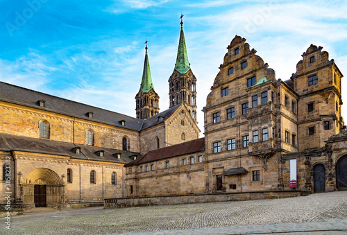  Bamberg Cathedral and Diocesan Museum outside. Germany
