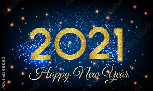 2021 Happy New Year Golden Number with Shining Background illustration - Happy New Year 2021 Golden Number vector on Shining Background - New Year 2021 Shining Background Vector with Golden text