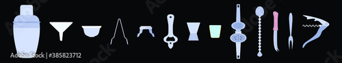 set of bar tools and element icon design template with various models. vector illustration isolated on black background