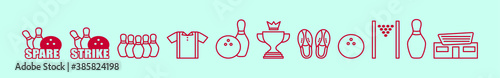 set of bowling cartoon icon design template with various models. vector illustration isolated on blue background