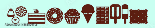 set of design template sweet candy, ice cream and more. cartoon vector illustration isolated on blue background