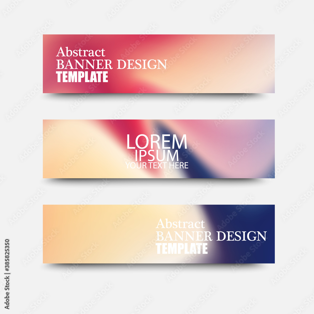 Abstract background horizontal banners with colored waves and paper cut backgrounds. Vector design layout for presentations, flyers.