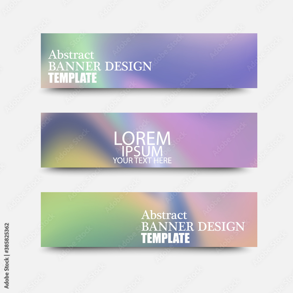 Abstract background horizontal banners with colored waves and paper cut backgrounds. Vector design layout for presentations, flyers.