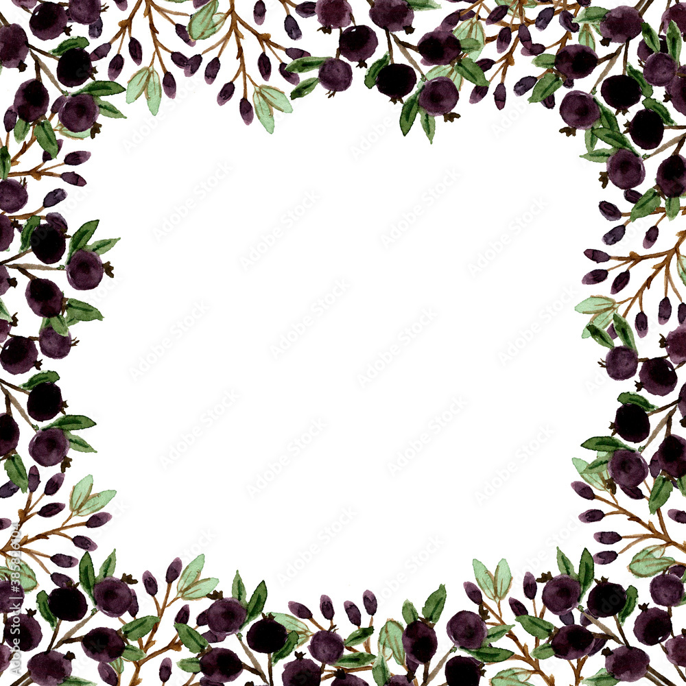 Fototapeta premium Frame with purple wild berries