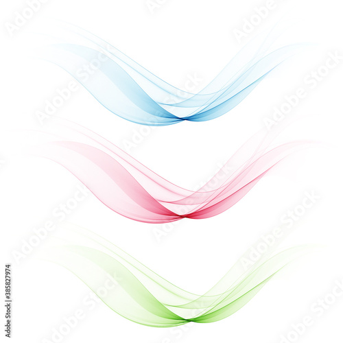 Abstract vector background. Design element - colored waves. Set of curved lines isolated on white background. eps 10