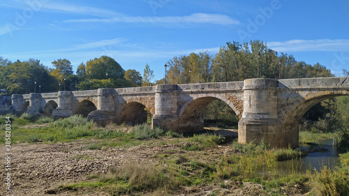 San Marcos bridge in Leon over the Bernesga river, pilgrims on the Camino of Santiago cross over this bridge photo