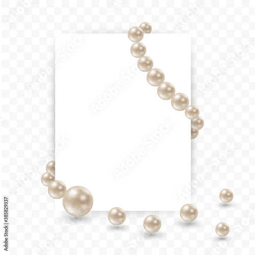 Postcard template with pearls. Design element. Jewelry. Album sheet. eps 10
