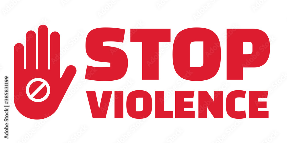 Stop violence text and hand prohibit sign gesture vector. Stop violence text and hand prohibit sign gesture vector.