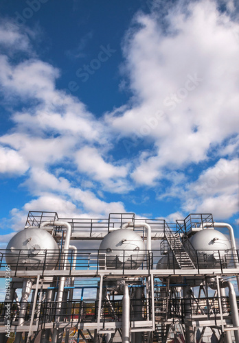 Industrial equipment at an oil refinery station.
Oil and gas industry, oil refining and refining