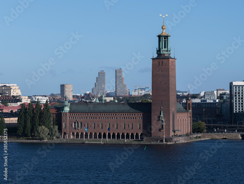 Part of Stockholm skyline with the Town City Hall, Waterfront and twin towers a sunny hazy morning © Hans Baath