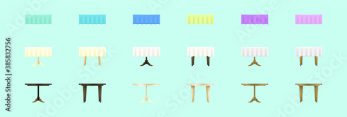 set of banquet table cartoon icon design template with various models. vector illustration isolated on blue background