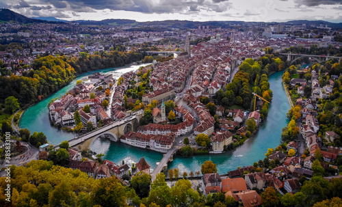 Panoramic view over the city of Bern - the capital city of Switzerland - travel photography photo