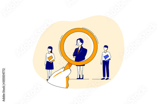 Job Interview Vector Illustration concept. Can use for web banner, infographics, hero images. Flat illustration isolated on white background.