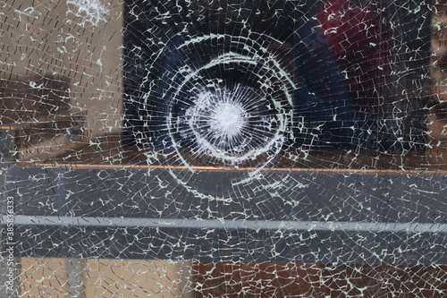 smashed shop window