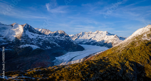 Famous Aletsch Glacier in the Swiss Alps - the greatest glacier in Europe - travel photography