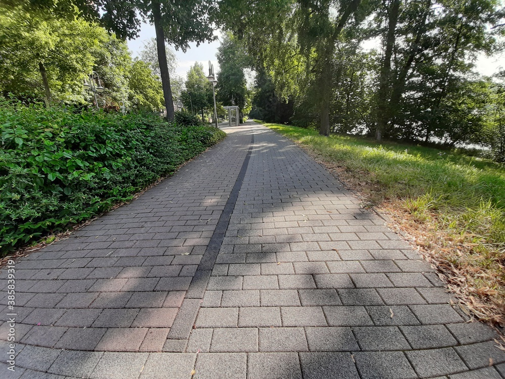 
decorative stone pavement road in the park