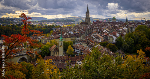Panoramic view over the city of Bern - the capital city of Switzerland - travel photography