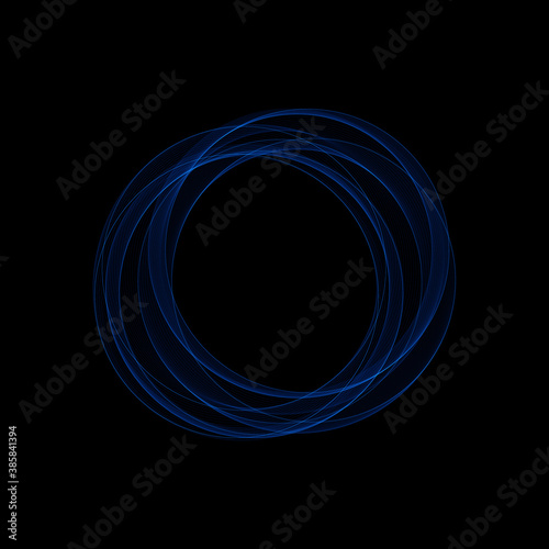 Blue neon circle on black background. eps 10