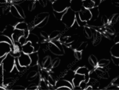 Hand Paint Abstract Watercolor Flowers and Leaves Repeating Pattern Isolated Background