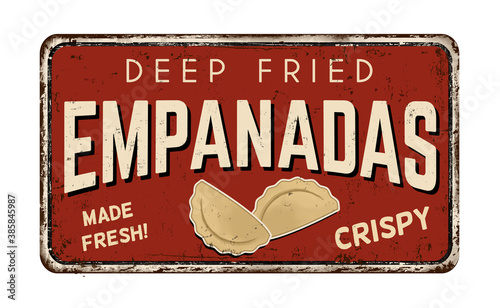 Empanadas vintage rusty metal sign