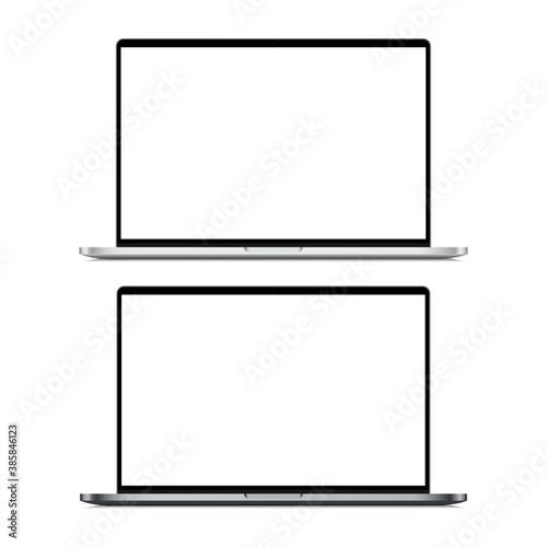 Laptop silver and dark-silver mockup isolated on white background. Vector illustration