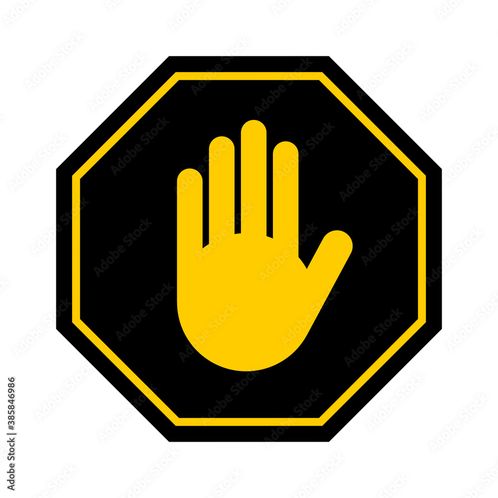 Obraz premium Stop Sign with Hand Icon. Vector Image.
