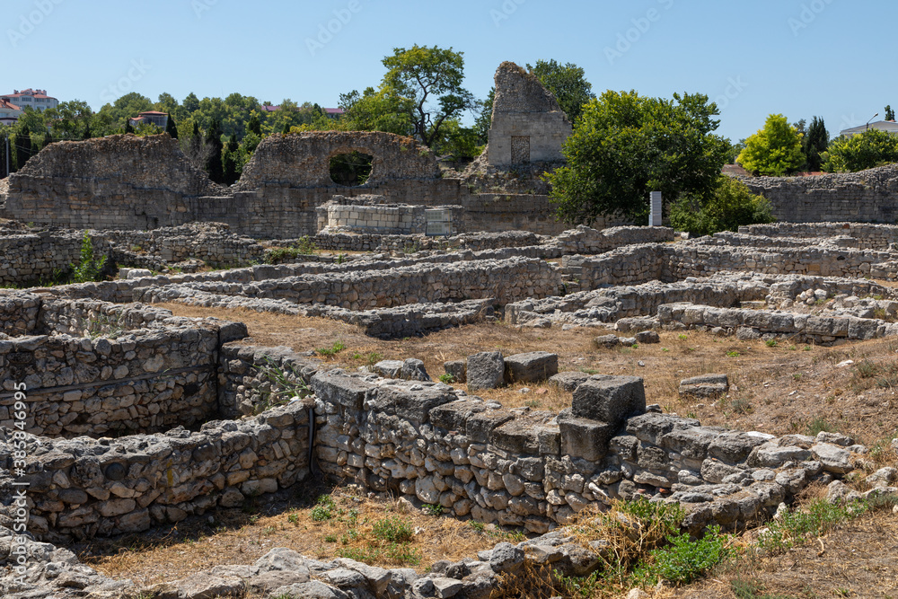 Antique city of Tauric Chersonesos was founded by the ancient Greek civilization, the remains of which are located in Sevastopol, Crimea. Nowadays it include ruined stone walls and destroyed buildings