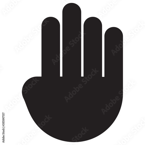 
Four fingers pointing outwards and wide open

