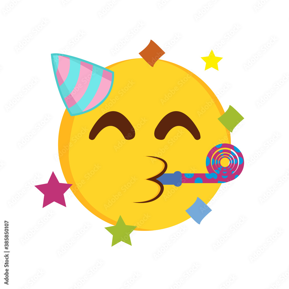 Isolated celebrating emoji face cartoon - Vector illustration Isolated celebrating emoji face cartoon - Vector illustration