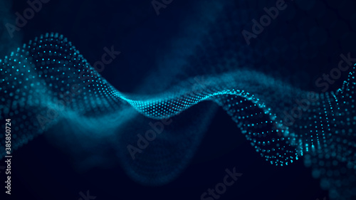 Abstract wave of sound particles. Equalizer for music. Signal transmission. 3d rendering. © Olena