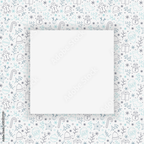 Christmas background with decorations and copyspace. Concept of Xmas frame. Vector