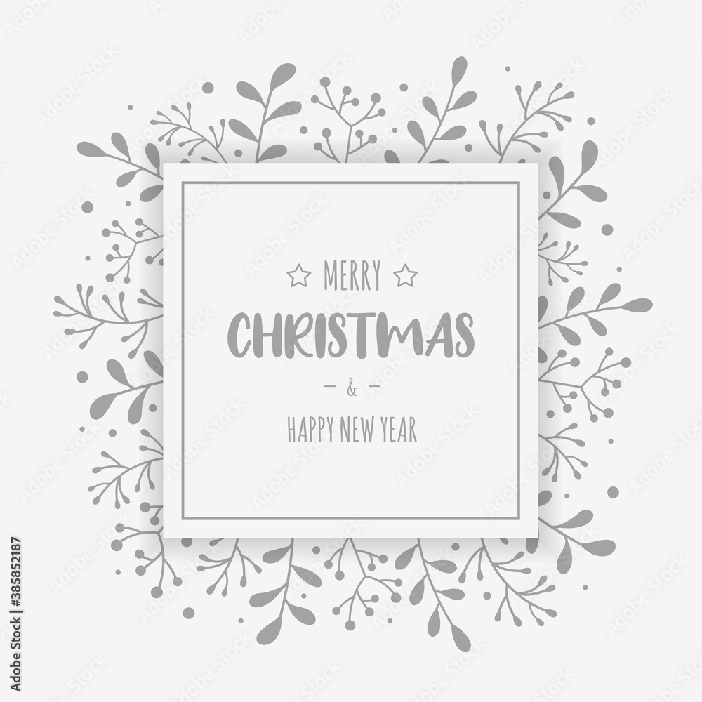 Concept of Christmas card with decorations and wishes. Xmas wreath with mistletoe branches. Vector Concept of Christmas card with decorations and wishes. Xmas wreath with mistletoe branches. Vector