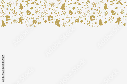 Concept of Christmas frame with decorations. Xmas background. Vector