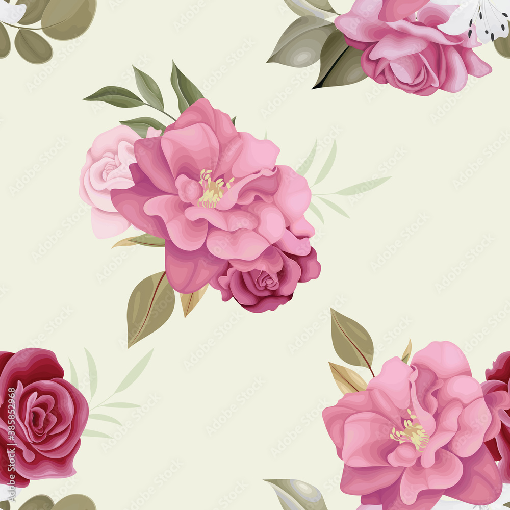  Beautiful floral seamless pattern Premium Vector