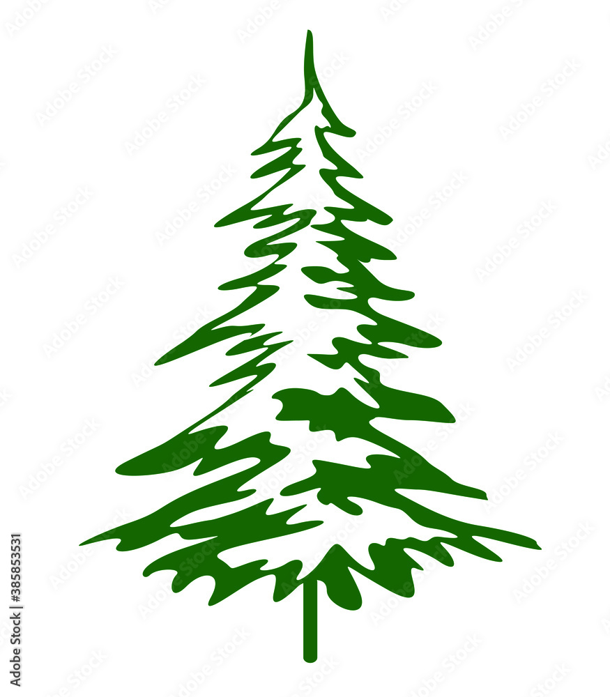 Green Christmas Tree. Vector illustration and Icon. Green Christmas Tree. Vector illustration and Icon.