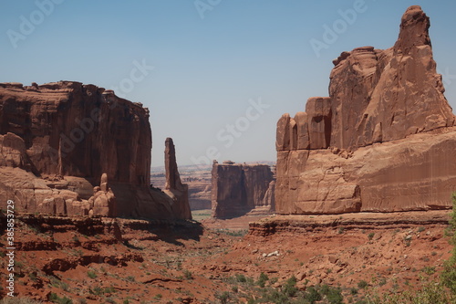 Rock formations in a canyon in Arches