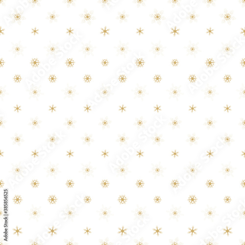 seamless pattern gold snowflakes on white background, Christmas and Winter background